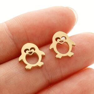 Penguin Gold Toned Stud Earrings